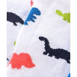 Cute Walk By Babyhug Anti Bacterial Ankle Length Socks Striped & Dino Design Pack Of 3 - Blue & White