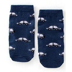 Cute Walk By Babyhug Anti Bacterial Ankle Length Socks Striped & Car Design Pack Of 3 - Blue & Grey
