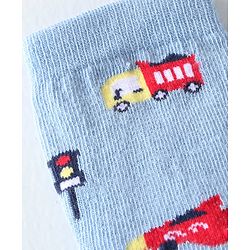 Cute Walk By Babyhug Anti Bacterial Ankle Length Socks Striped & Aircraft Design Pack Of 3 - Blue White & Grey