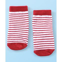 Cute Walk By Babyhug Anti Bacterial Ankle Length Socks Striped & Car Design Pack Of 3 - Red Yellow & Grey