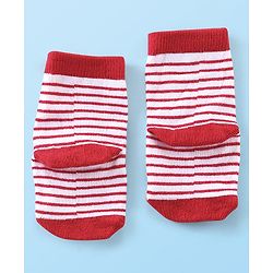 Cute Walk By Babyhug Anti Bacterial Ankle Length Socks Striped & Car Design Pack Of 3 - Red Yellow & Grey