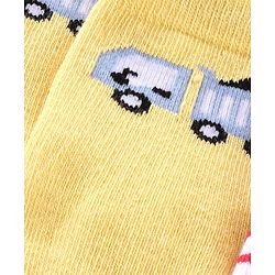 Cute Walk By Babyhug Anti Bacterial Ankle Length Socks Striped & Car Design Pack Of 3 - Red Yellow & Grey