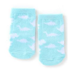 Cute Walk By Babyhug Anti Bacterial Ankle Length Socks Stripes & Dino Design Pack Of 3 - Yellow & Blue