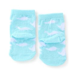 Cute Walk By Babyhug Anti Bacterial Ankle Length Socks Stripes & Dino Design Pack Of 3 - Yellow & Blue