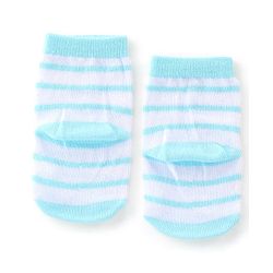 Cute Walk By Babyhug Anti Bacterial Ankle Length Socks Stripes & Dino Design Pack Of 3 - Yellow & Blue