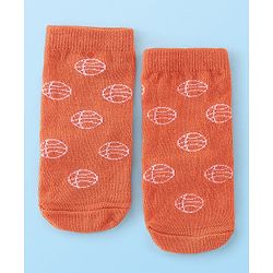 Cute Walk By Babyhug Anti Bacterial Ankle Length Socks Stripes & Basket Ball Design Pack Of 3 - Orange White & Blue