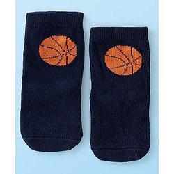 Cute Walk By Babyhug Anti Bacterial Ankle Length Socks Stripes & Basket Ball Design Pack Of 3 - Orange White & Blue