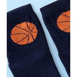 Cute Walk By Babyhug Anti Bacterial Ankle Length Socks Stripes & Basket Ball Design Pack Of 3 - Orange White & Blue