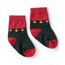 Cute Walk By Babyhug Anti Bacterial Ankle Length Socks Striped Pack Of 3 - Red & Black
