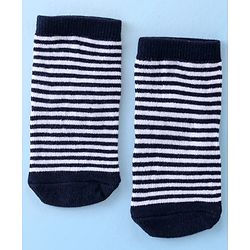 Cute Walk By Babyhug Anti Bacterial Ankle Length Socks Striped & Dino Design Pack Of 3 - Blue & White