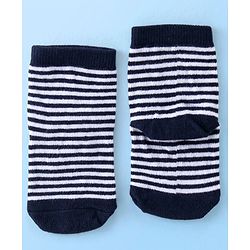 Cute Walk By Babyhug Anti Bacterial Ankle Length Socks Striped & Dino Design Pack Of 3 - Blue & White