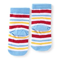 Cute Walk by Babyhug Anti-Bacterial Ankle Length Socks Pack of 3 with Striped Design - Blue & White
