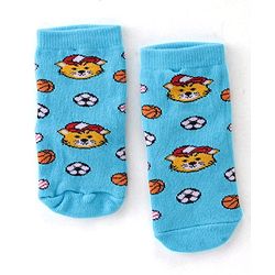 Cute Walk By Babyhug Anti Bacterial Ankle Length Socks Stripes & Tiger Design Pack Of 3 - Green Yellow & Blue