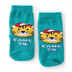 Cute Walk By Babyhug Anti Bacterial Ankle Length Socks Stripes & Tiger Design Pack Of 3 - Green Yellow & Blue