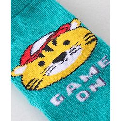 Cute Walk By Babyhug Anti Bacterial Ankle Length Socks Stripes & Tiger Design Pack Of 3 - Green Yellow & Blue