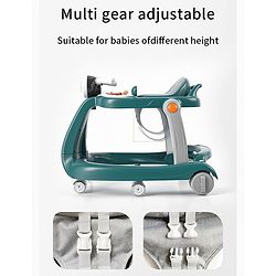 Babyhug 4 in 1 Discover & Play Musical Baby Walker with Adjustable Speed & Fancy Multi Gear Toys- Green