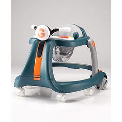 Babyhug 4 in 1 Discover & Play Musical Baby Walker with Adjustable Speed & Fancy Multi Gear Toys- Green