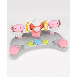 Babyhug Multifunction Foldable Activity Push Walker with  Musical Play Tray & Lights - Red
