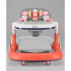 Babyhug Multifunction Foldable Activity Push Walker with  Musical Play Tray & Lights - Red