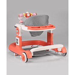 Babyhug Multifunction Foldable Activity Push Walker with  Musical Play Tray & Lights - Red