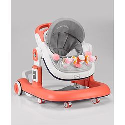 Babyhug Multifunction Foldable Activity Push Walker with  Musical Play Tray & Lights - Red