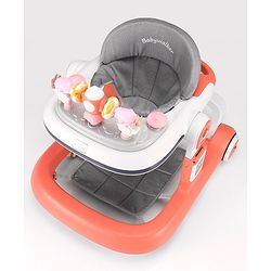 Babyhug Multifunction Foldable Activity Push Walker with  Musical Play Tray & Lights - Red