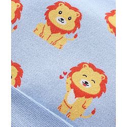Babyhug 100% Cotton Knit Lion Print Cap - Blue