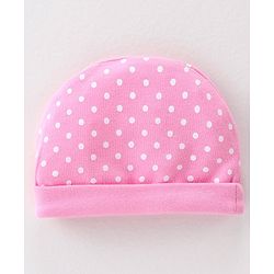 Babyhug 100% Cotton Knit Cap Polka Dot Print - Pink