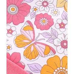 Babyhug 100% Cotton Interlock Knit Cap Floral Print - Pink & White