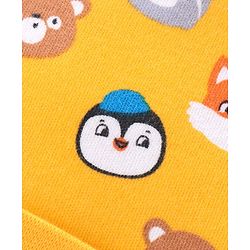 Babyhug 100% Cotton Knit Cap Animal Print - Yellow