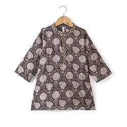 Babyhug 100% Cambric Full Sleeve Printed Kurta With Solid Dhoti Set - Black