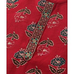 Babyhug Cotton Woven Full Sleeves  Printed Kurta & Dhoti Set - Red