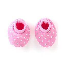 Babyhug 100% Cotton Knit Mittens and Booties Polka Dot Print - Pink