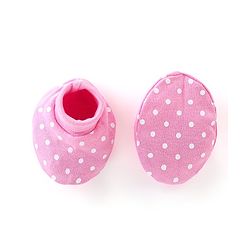 Babyhug 100% Cotton Knit Mittens and Booties Polka Dot Print - Pink