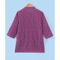 Babyhug Sequenced Full Sleeves Embroidered Kurta Pyjama Set - Purple