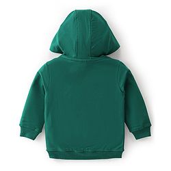 Babyhug Cotton Knit Full Sleeves Hooded T-Shirt & Lounge Pant Set with Tiger Print - Green