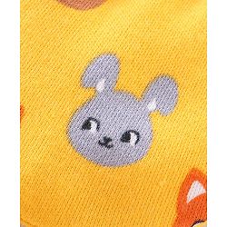 Babyhug 100% Cotton Knit Mittens & Booties Animal Print - Yellow