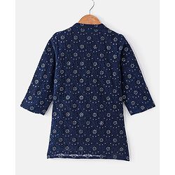 Babyhug Sequenced Embroidered Kurta With Solid Dhoti Set -Navy