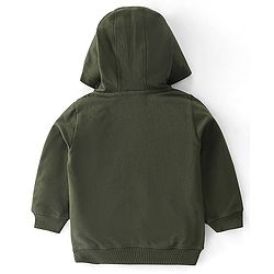 Babyhug Cotton Knit Full Sleeves Hoodie & Lounge Pant Set Text Print - Blue Orange & Green