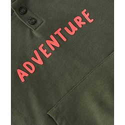 Babyhug Cotton Knit Full Sleeves Hoodie & Lounge Pant Set Text Print - Blue Orange & Green