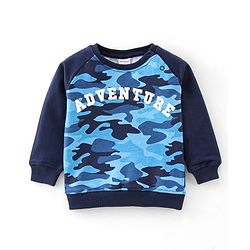 Babyhug 100% Cotton Knit Full Sleeves T-Shirt and Lounge Pant Camouflage Print - Blue