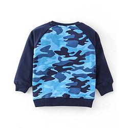 Babyhug 100% Cotton Knit Full Sleeves T-Shirt and Lounge Pant Camouflage Print - Blue