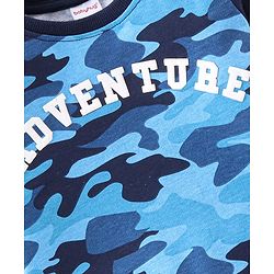 Babyhug 100% Cotton Knit Full Sleeves T-Shirt and Lounge Pant Camouflage Print - Blue