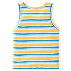 Babyhug 100% Cotton Sando With Leopard Print & Striped Pack Of 3 - Blue & Yellow