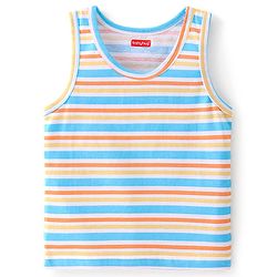 Babyhug 100 % Cotton Sando Teddy Print Pack of 3 - Blue & Orange