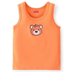 Babyhug 100 % Cotton Sando Teddy Print Pack of 3 - Blue & Orange