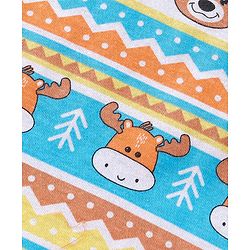 Babyhug 100 % Cotton Sando Teddy Print Pack of 3 - Blue & Orange