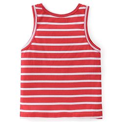 Babyhug 100% Cotton Knit Sleeveless Sando Stripes & Car Print Pack of 3 - Red & Blue