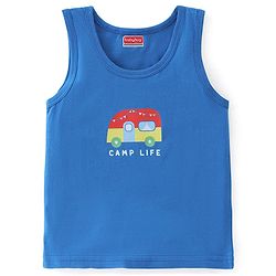 Babyhug 100% Cotton Knit Sleeveless Sando Stripes & Car Print Pack of 3 - Red & Blue