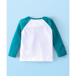 Babyhug 100% Cotton Knit Raglan Sleeves With T-Shirt & Lounge Pants Text Print - Green & Blue